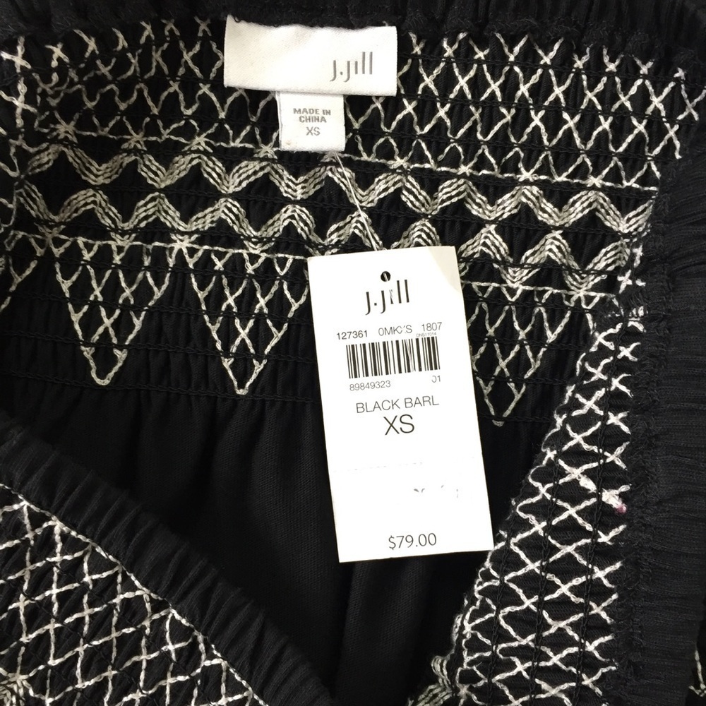 J Jill Skirt Ruffle Embroidery Waist Black XS - Picture 7 of 7